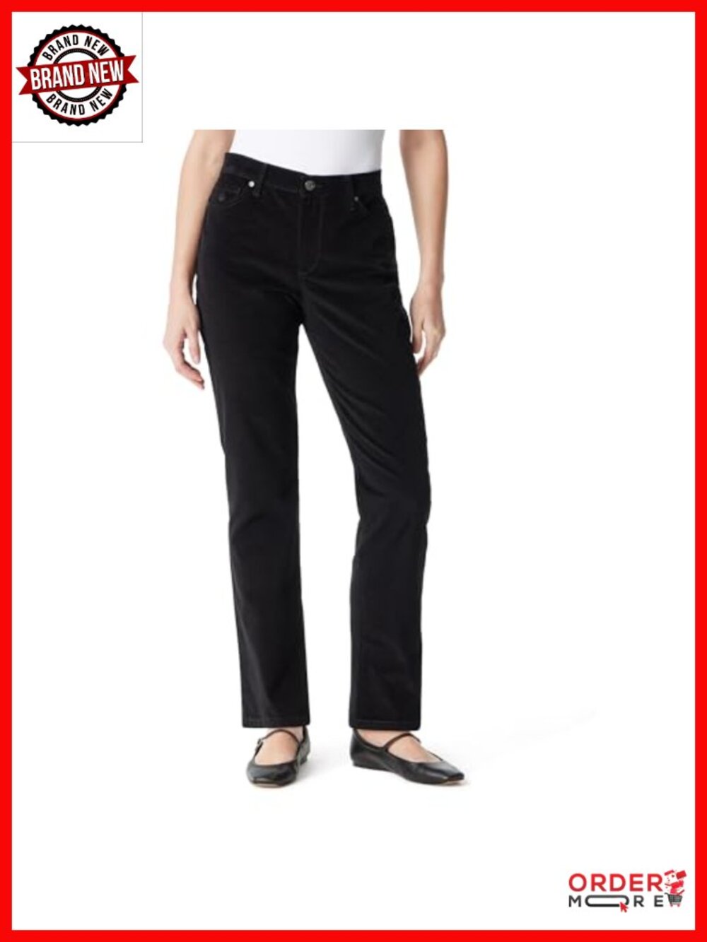 High Rise Corduroy Slim Tapered Pants 98% Cotton Stretch